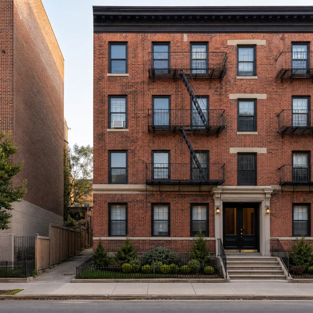 Multi-family building of four brick storeys