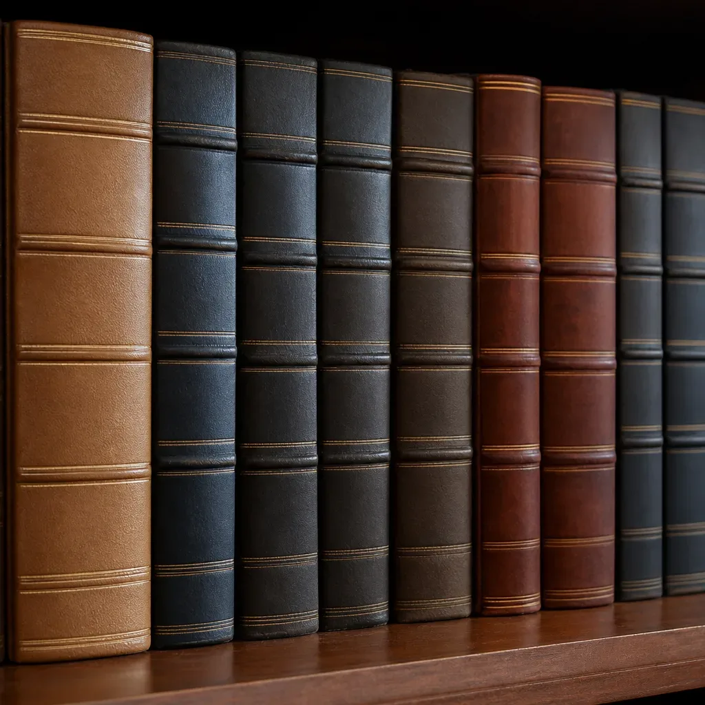 A row of law reports and reference volumes standing on a shelf