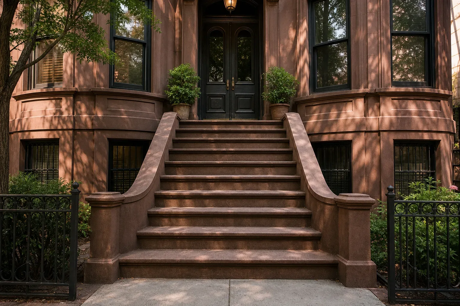 Stone stoop of a Brooklyn rowhouse